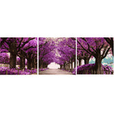Painting by Numbers Tree Avenue in Purple 3-Panel Triptych